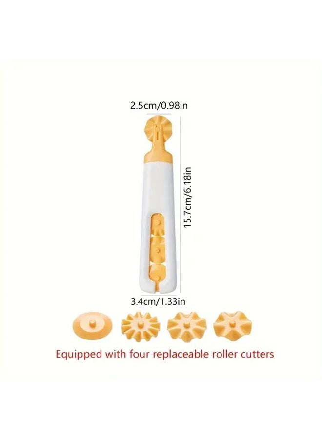 Yellow 4 In 1 Pastry Cutter Dough Scraper Chopper Blender Multi Function Baking Tool - Image 3